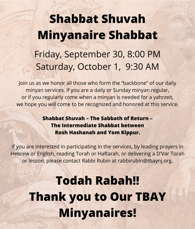 Minyanaire Shabbat Flyer